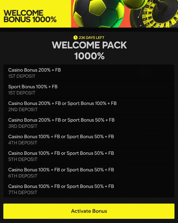Registration bonus on the site
